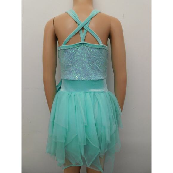 Dance Costume Medium Child Aqua Curtain Call E2144 Lyrical Sequin Dress - Picture 2 of 4